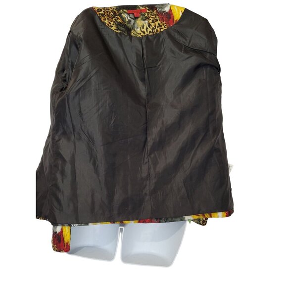 Joni B. Womens Open Front Jacket M Floral Micro Pleat Vibrant Lined Animal Print - Picture 5 of 10